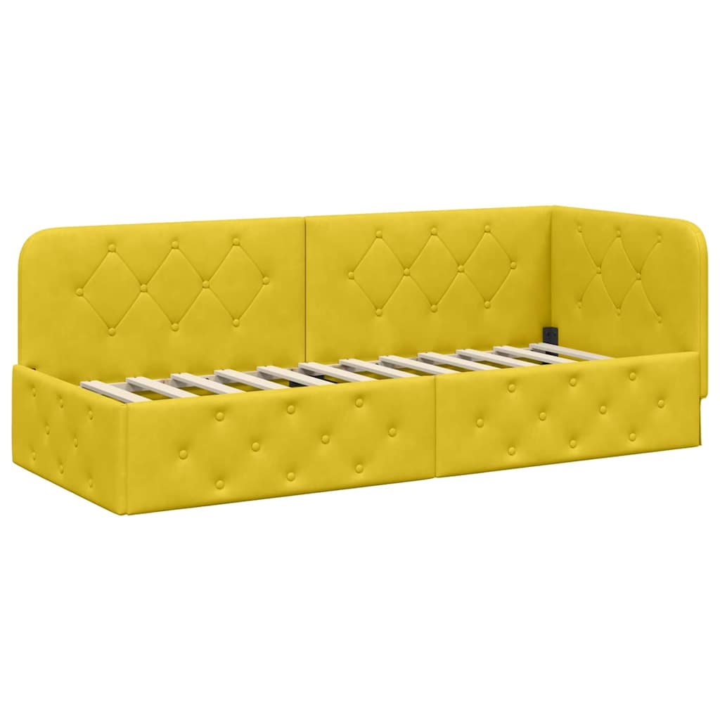 Cadre de lit d'angle Jaune 80 x 200 cm Velours - XIOS
