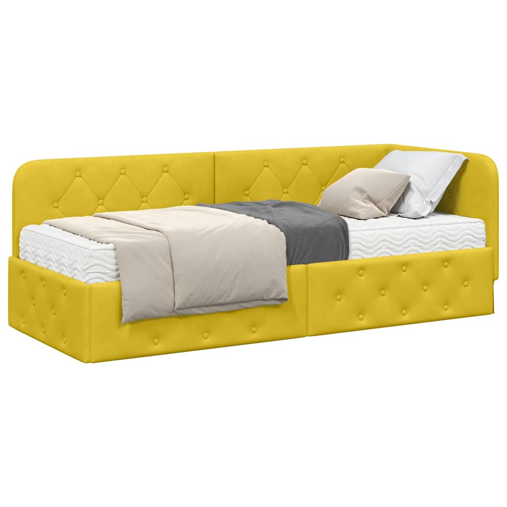 Cadre de lit d'angle Jaune 80 x 200 cm Velours - XIOS