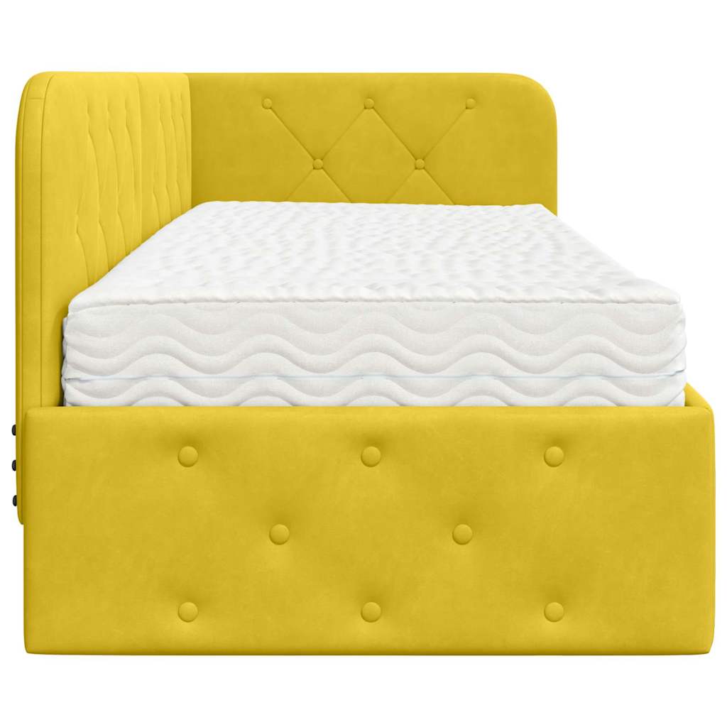 Cadre de lit d'angle Jaune 80 x 200 cm Velours - XIOS