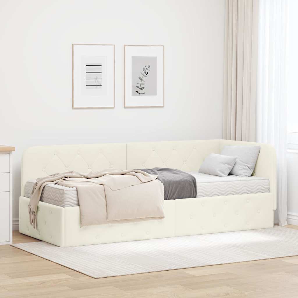Cadre de lit d'angle Crème 80 x 200 cm Velours - XIOS