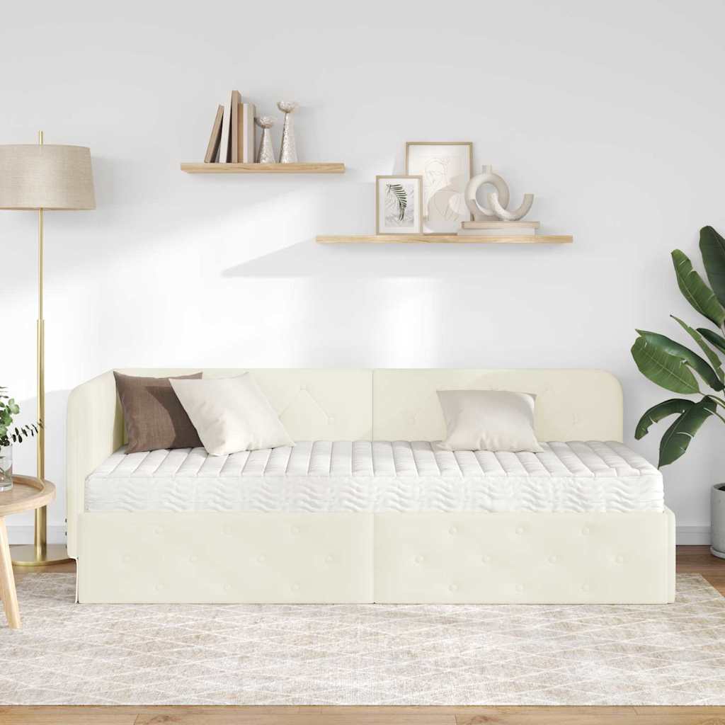 Cadre de lit d'angle Crème 80 x 200 cm Velours - XIOS