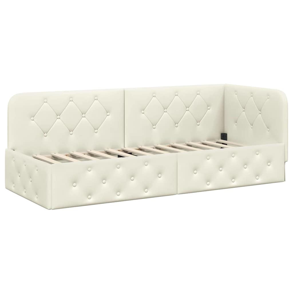 Cadre de lit d'angle Crème 80 x 200 cm Velours - XIOS