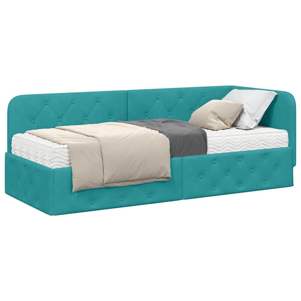 Cadre de lit d'angle Turquoise 80 x 200 cm Velours - XIOS