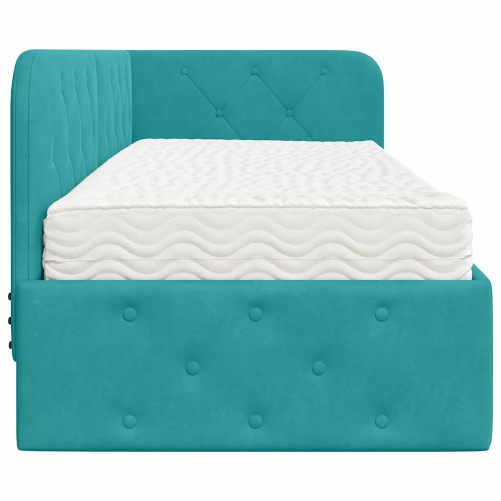 Cadre de lit d'angle Turquoise 80 x 200 cm Velours - XIOS