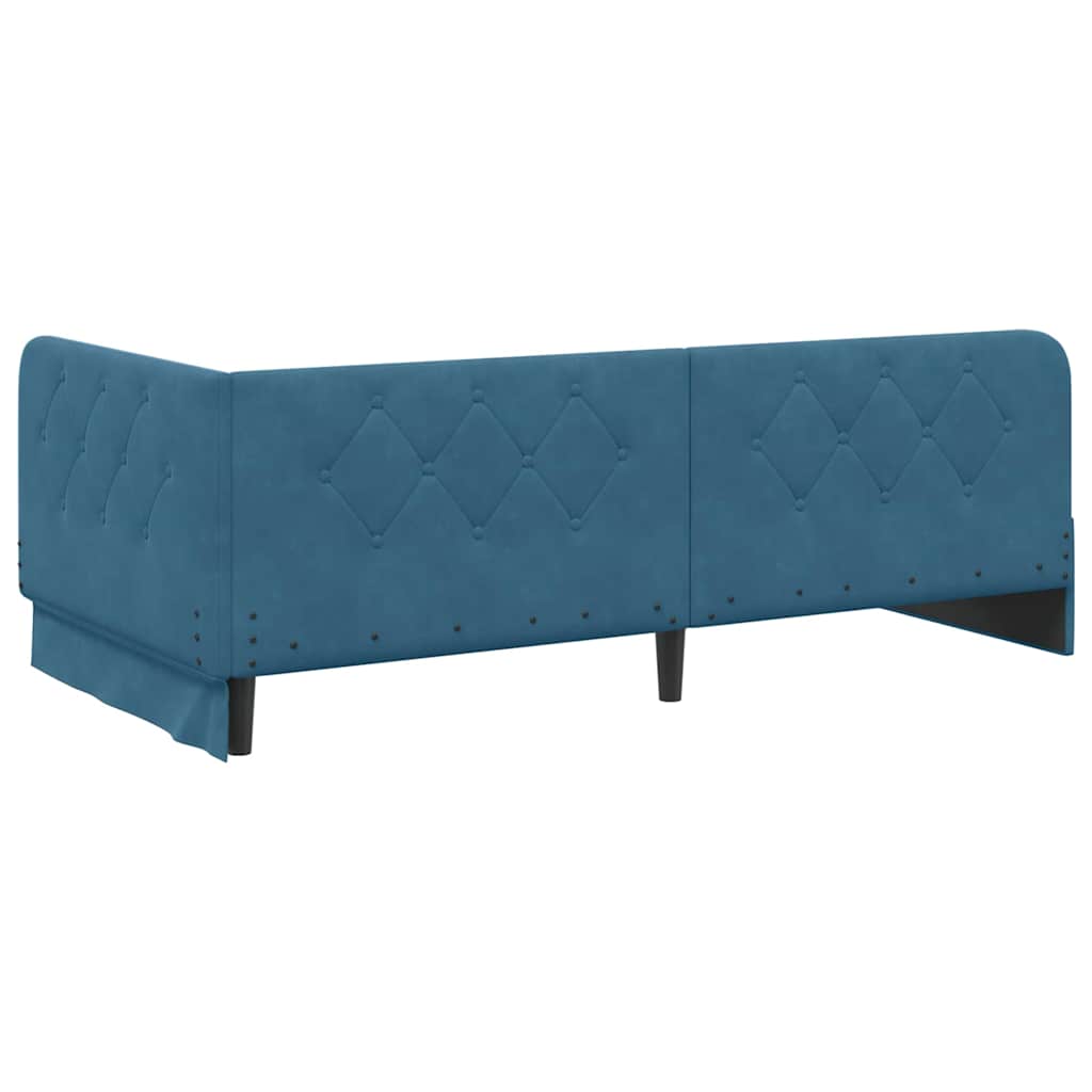 Cadre de lit d'angle Bleu 90 x 190 cm Velours - XIOS