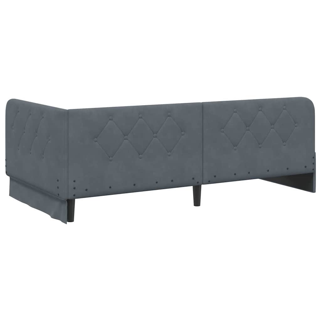 Cadre de lit d'angle Gris foncé 90 x 190 cm Velours - XIOS
