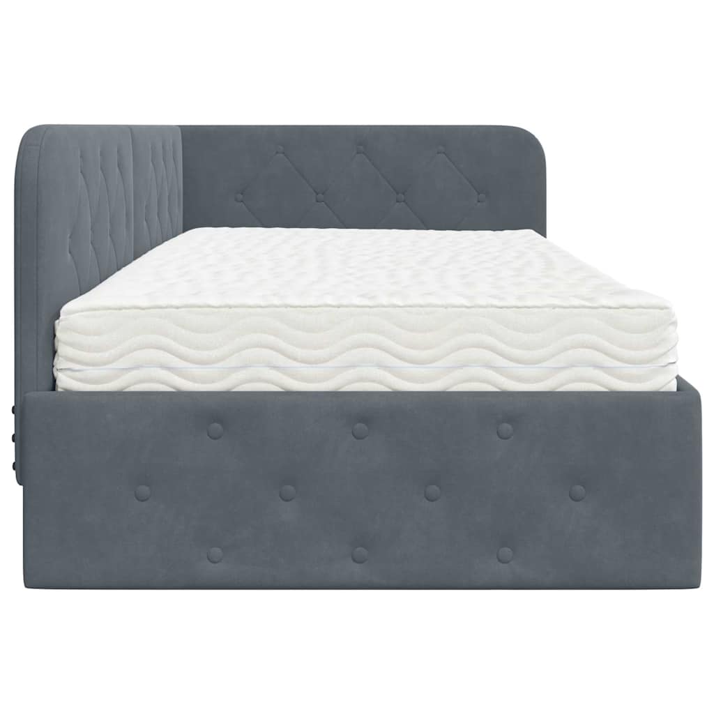 Cadre de lit d'angle Gris foncé 90 x 190 cm Velours - XIOS