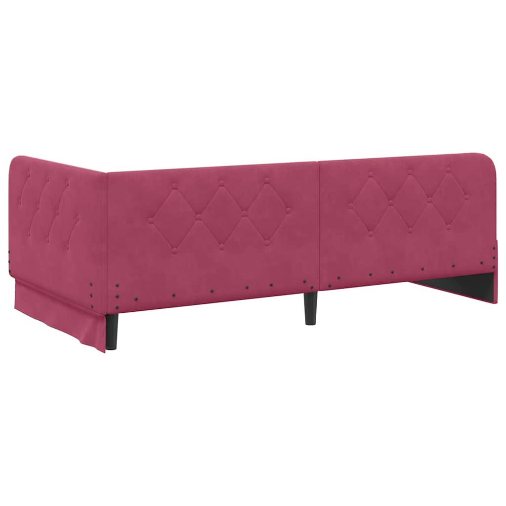 Cadre de lit d'angle Bordeaux 90 x 190 cm Velours - XIOS