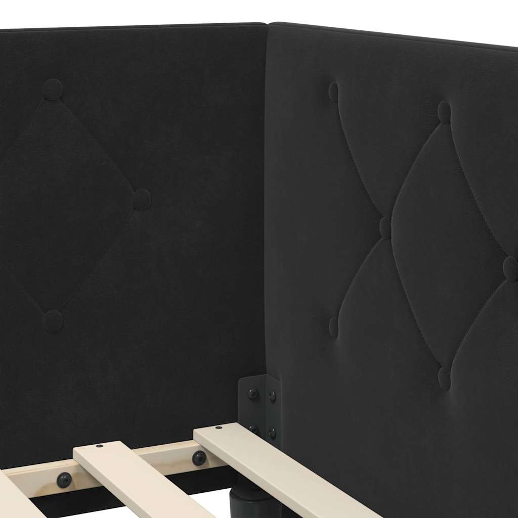 Cadre de lit d'angle Noir 90 x 190 cm Velours - XIOS