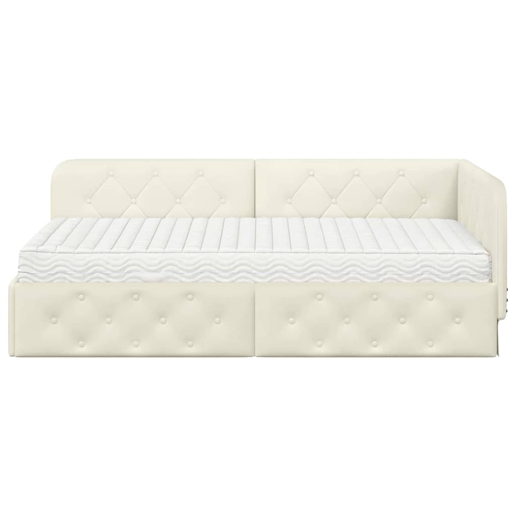 Cadre de lit d'angle Crème 90 x 190 cm Velours - XIOS