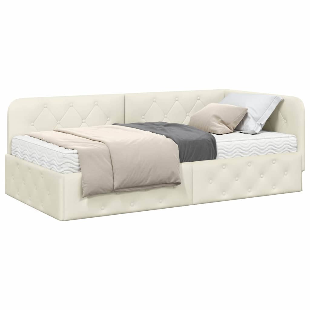 Cadre de lit d'angle Crème 90 x 190 cm Velours - XIOS