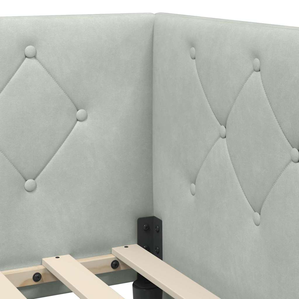 Cadre de lit d'angle Gris clair 90 x 200 cm Velours - XIOS