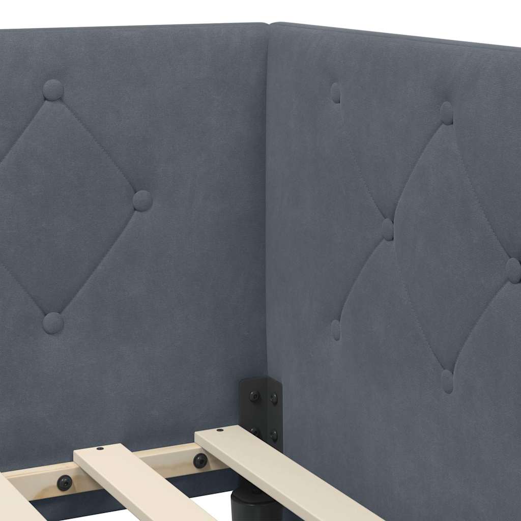 Cadre de lit d'angle Gris foncé 90 x 200 cm Velours - XIOS