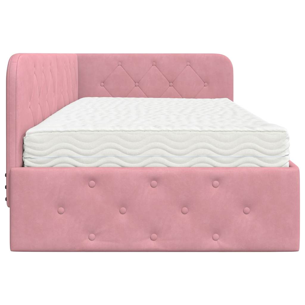 Cadre de lit d'angle Rose 90 x 200 cm Velours