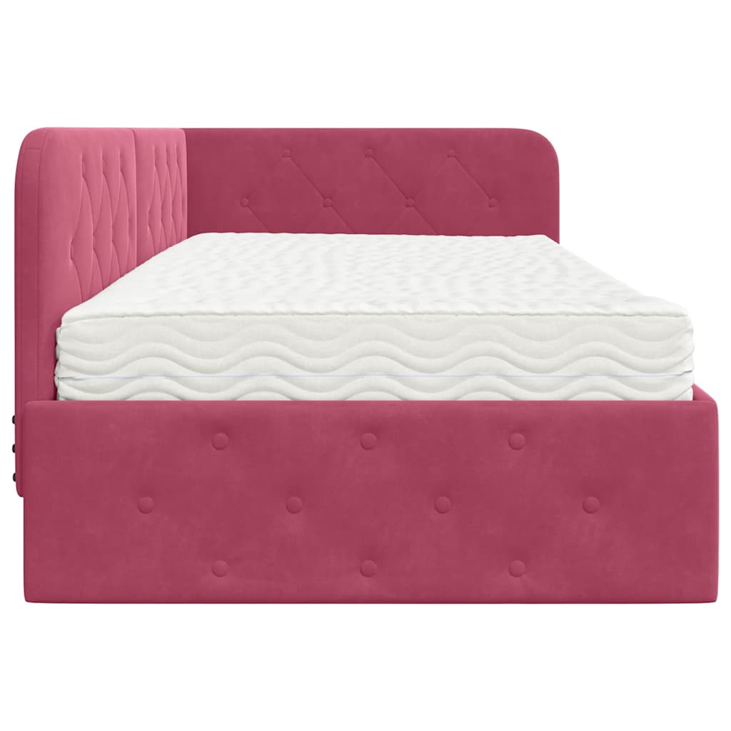 Cadre de lit d'angle Bordeaux 90 x 200 cm Velours - XIOS
