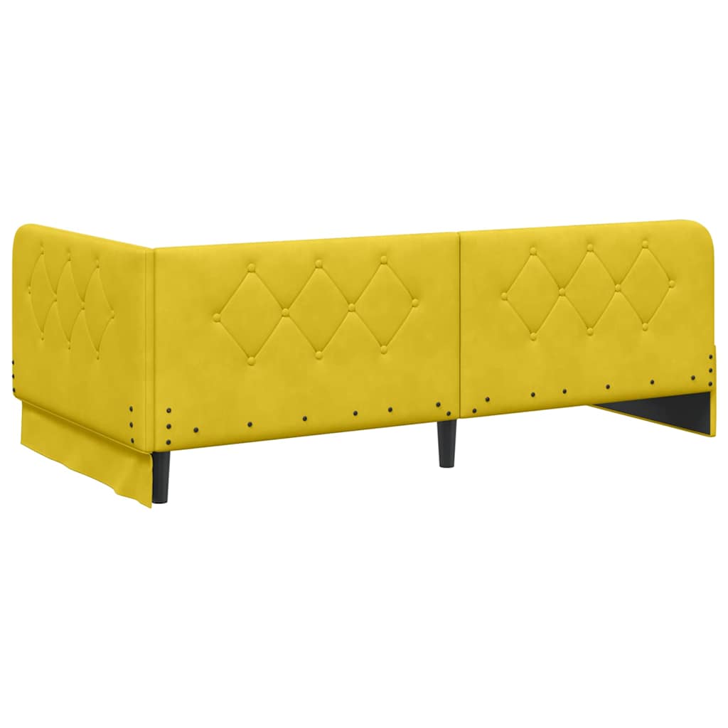 Cadre de lit d'angle Jaune 90 x 200 cm Velours - XIOS