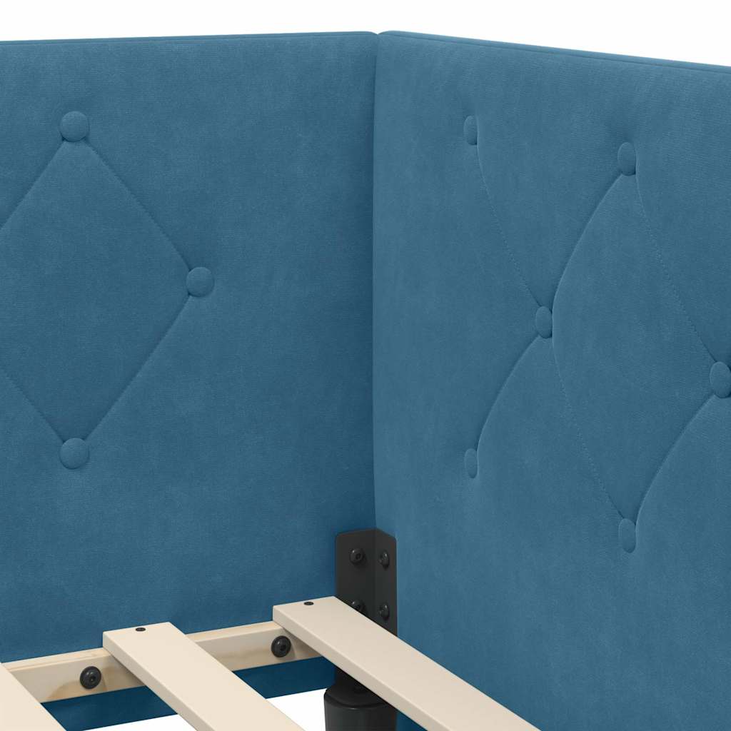 Cadre de lit d'angle Bleu 100 x 200 cm Velours - XIOS