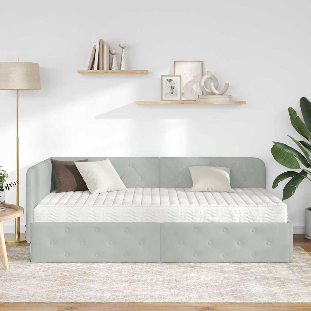 Cadre de lit d'angle Gris clair 100 x 200 cm Velours - XIOS
