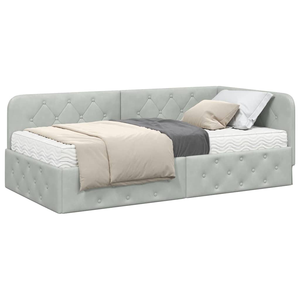Cadre de lit d'angle Gris clair 100 x 200 cm Velours - XIOS