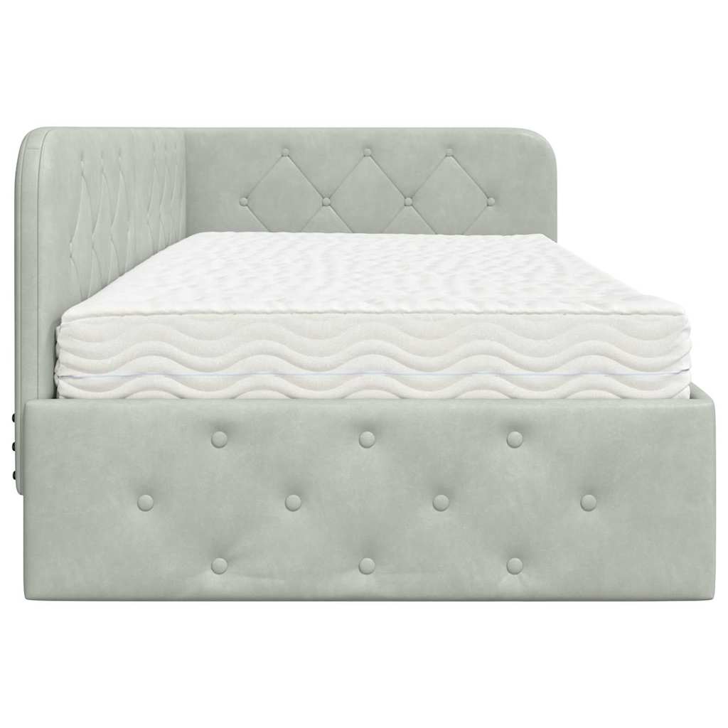 Cadre de lit d'angle Gris clair 100 x 200 cm Velours - XIOS