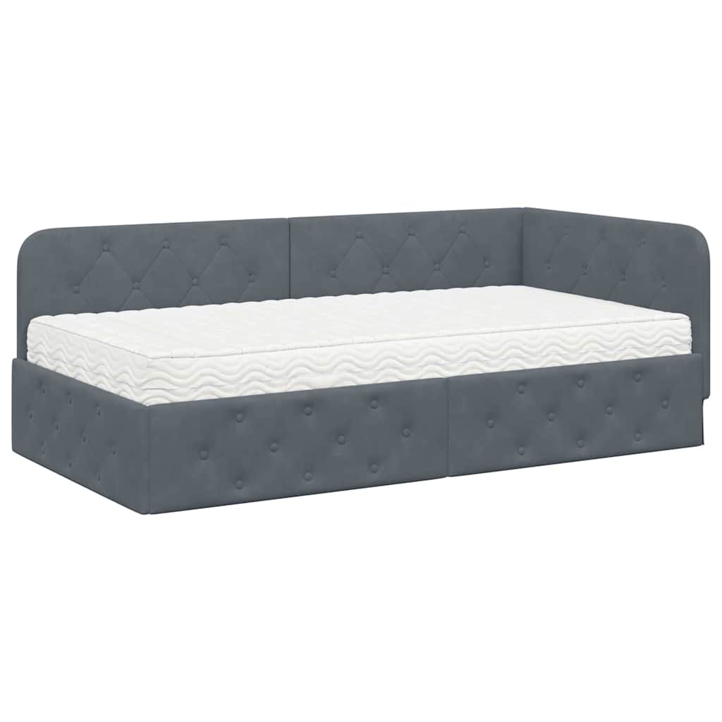 Cadre de lit d'angle Gris foncé 100 x 200 cm Velours - XIOS