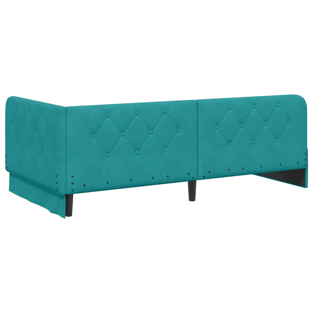 Cadre de lit d'angle Turquoise 100 x 200 cm Velours - XIOS