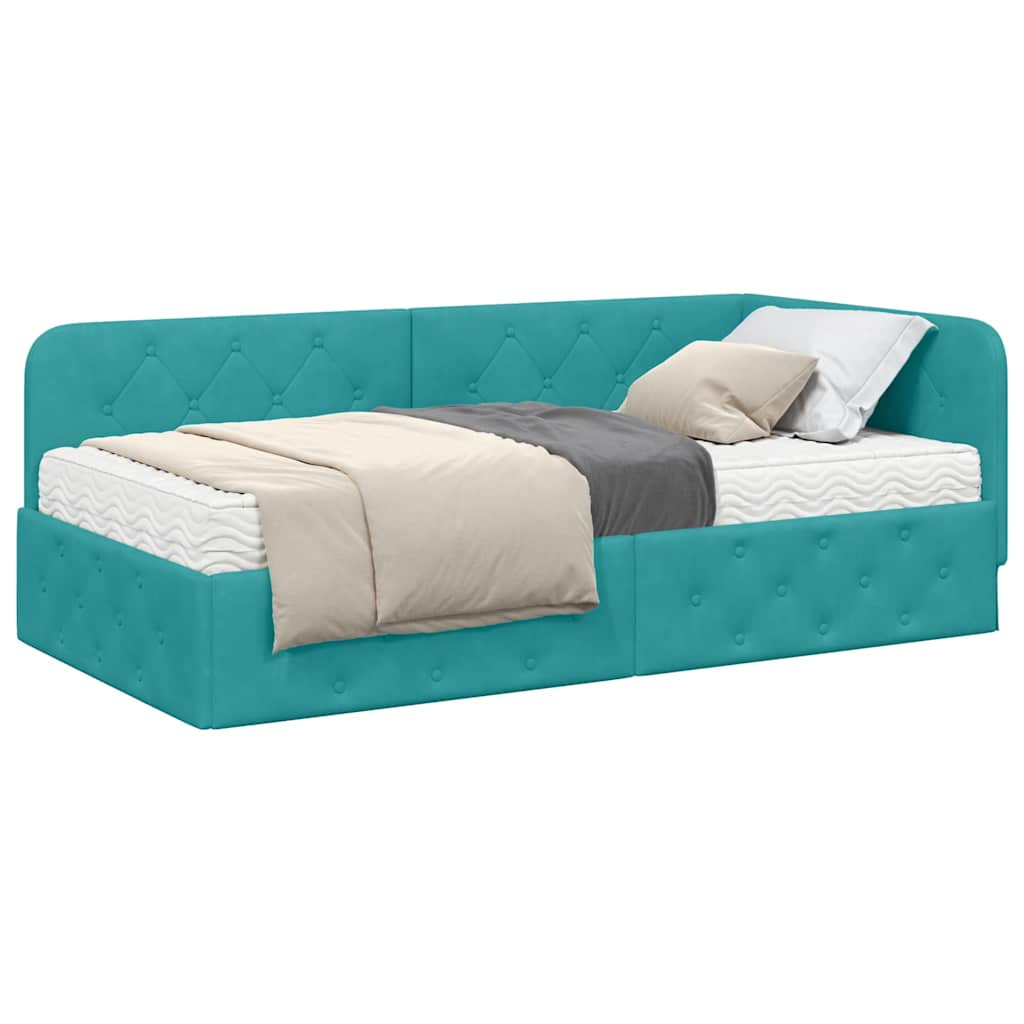 Cadre de lit d'angle Turquoise 100 x 200 cm Velours - XIOS