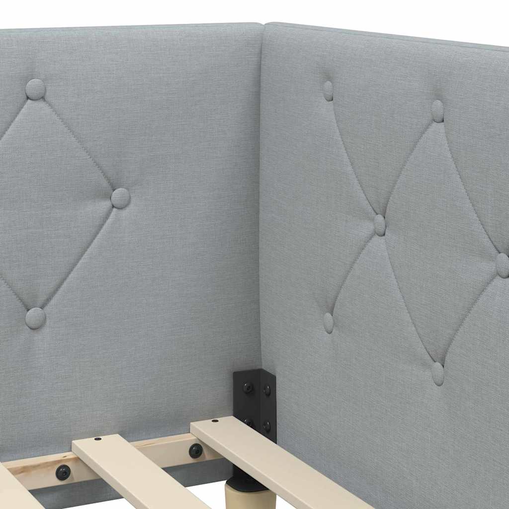 Cadre de lit d'angle Gris clair 80 x 200 cm tissu - XIOS
