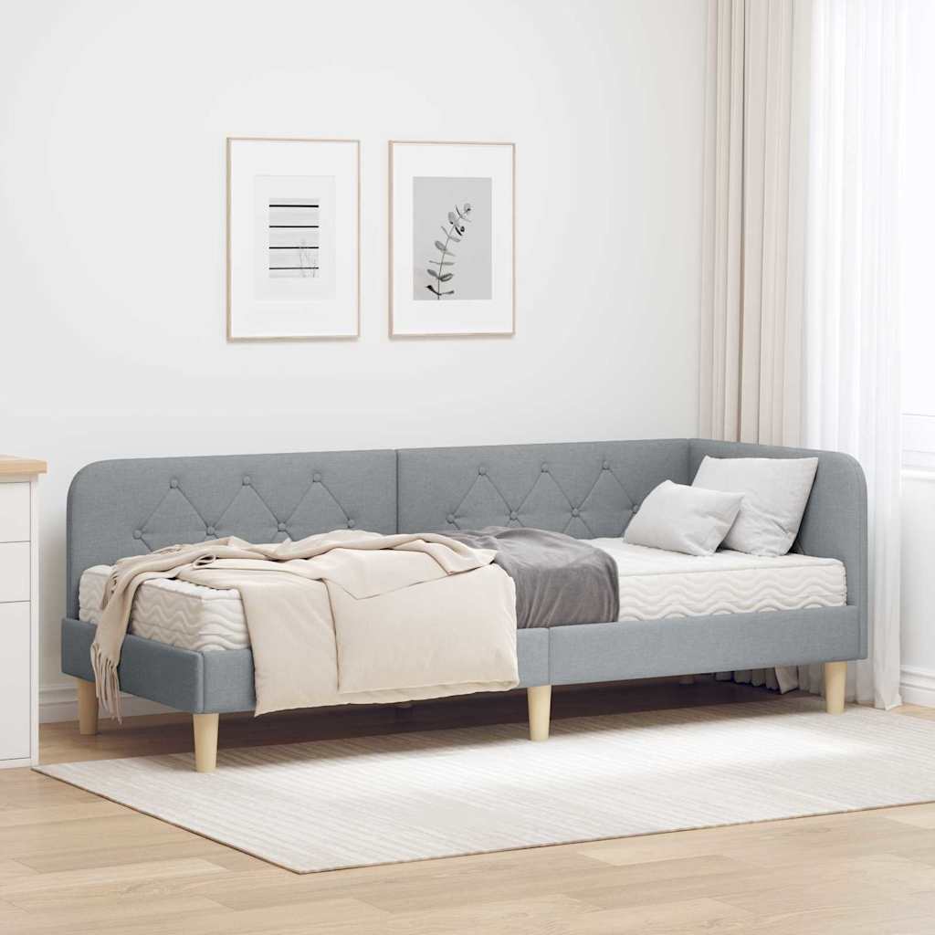 Cadre de lit d'angle Gris clair 80 x 200 cm tissu - XIOS