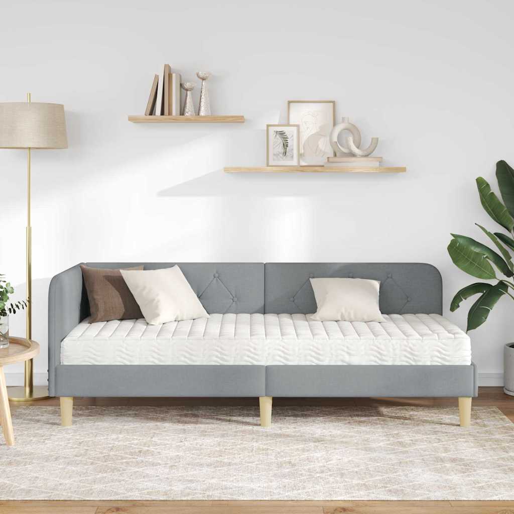 Cadre de lit d'angle Gris clair 80 x 200 cm tissu - XIOS