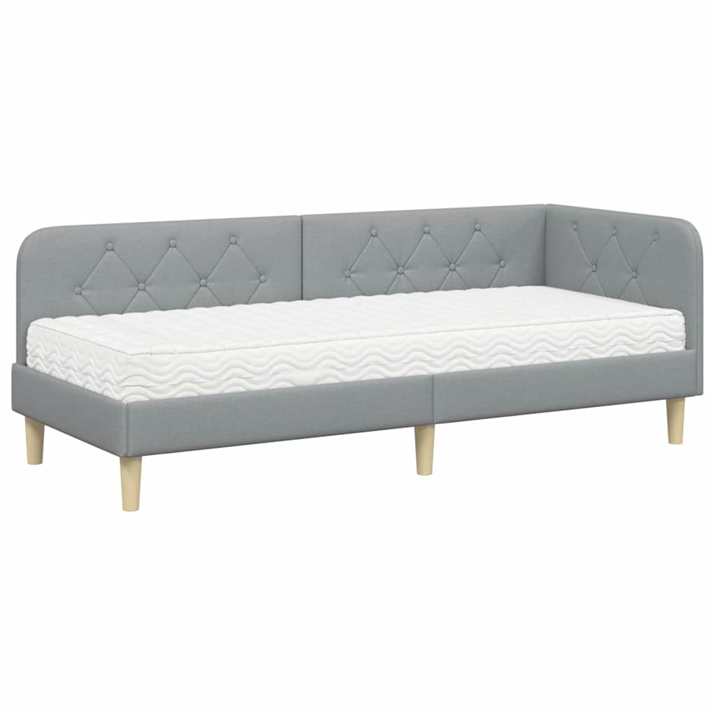Cadre de lit d'angle Gris clair 80 x 200 cm tissu - XIOS