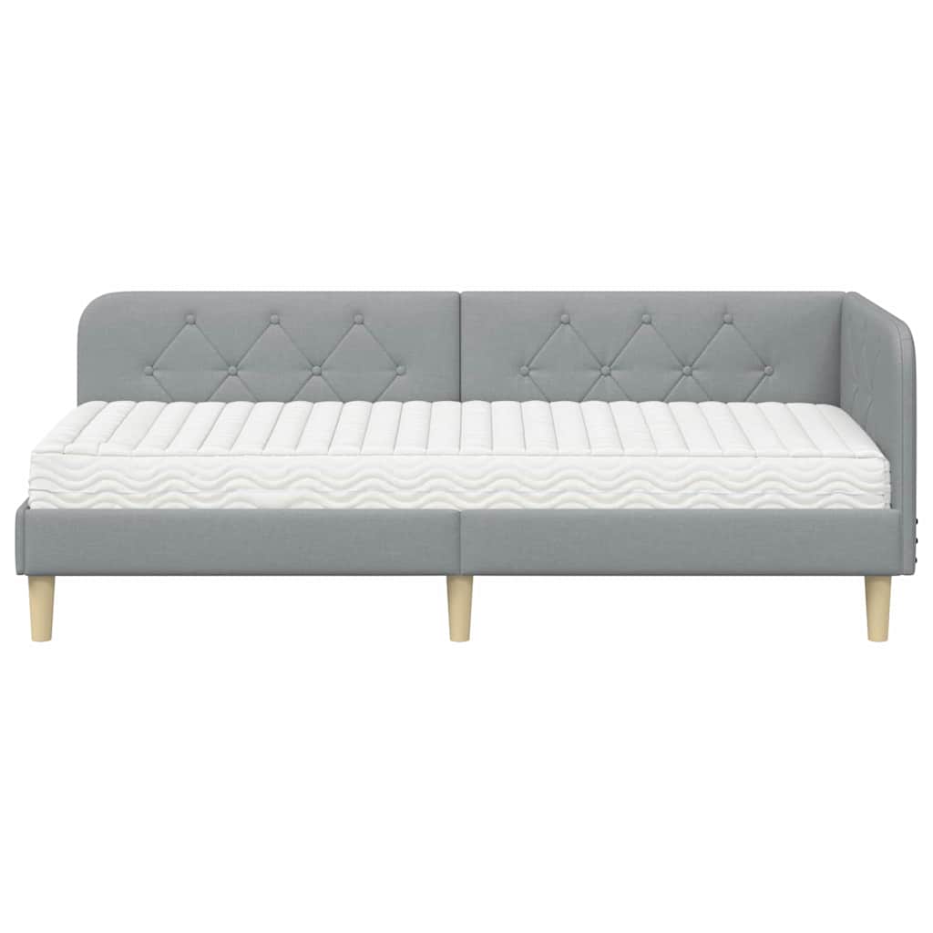 Cadre de lit d'angle Gris clair 80 x 200 cm tissu - XIOS