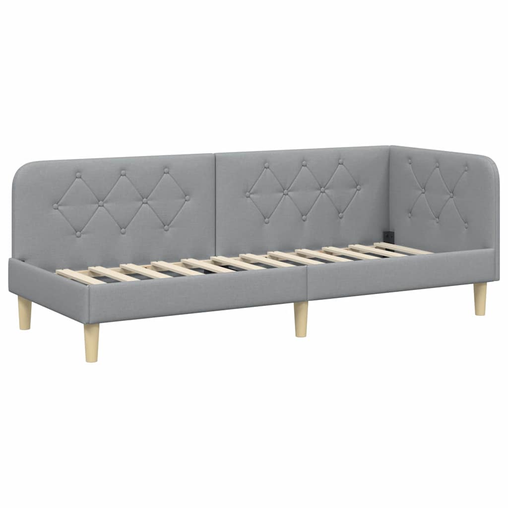 Cadre de lit d'angle Gris clair 80 x 200 cm tissu - XIOS