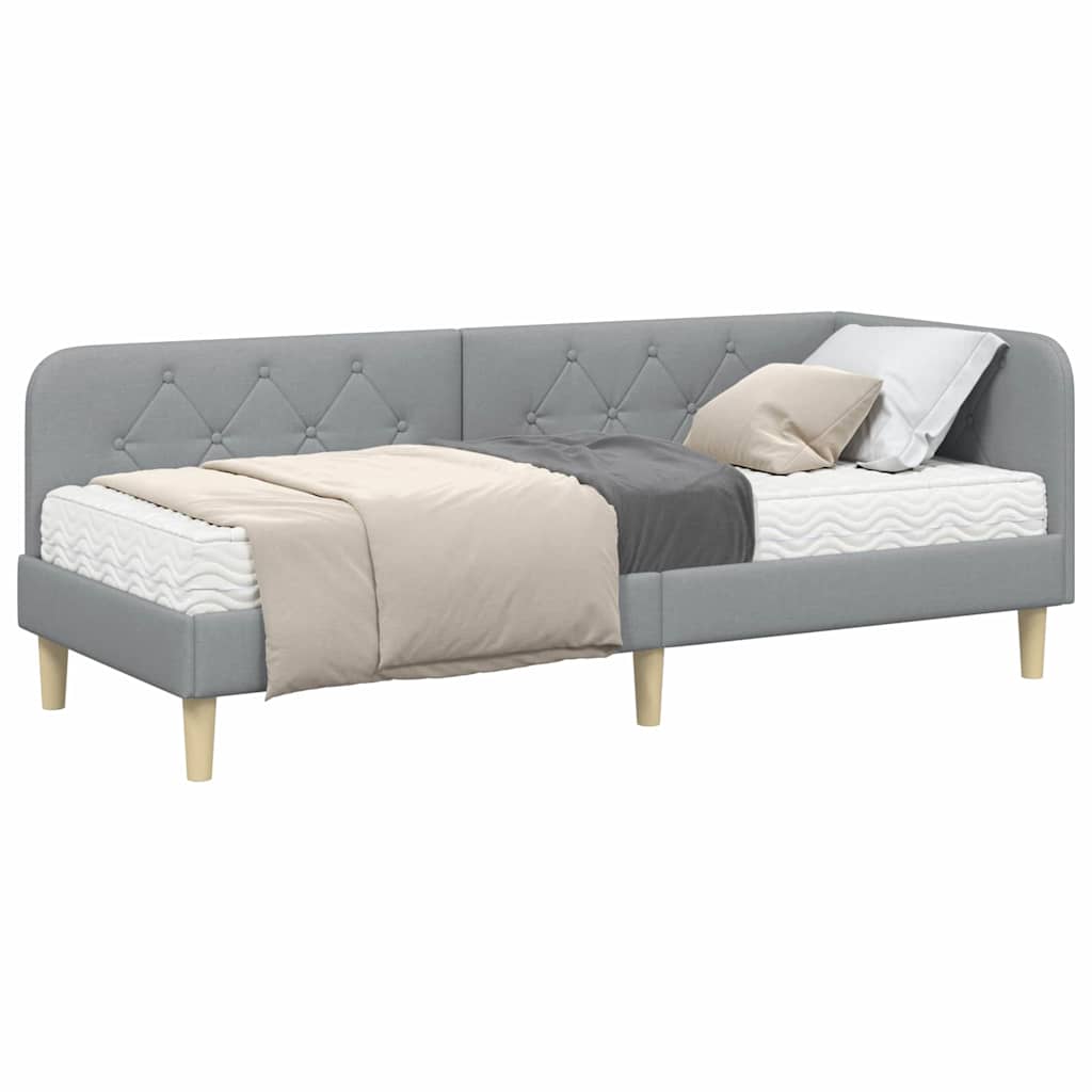 Cadre de lit d'angle Gris clair 80 x 200 cm tissu - XIOS