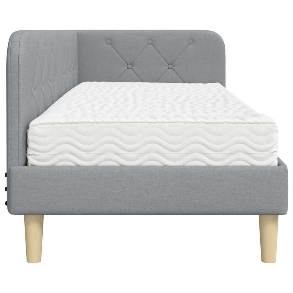 Cadre de lit d'angle Gris clair 80 x 200 cm tissu - XIOS