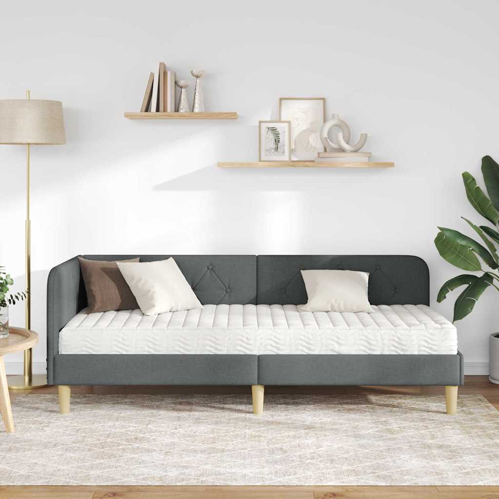 Cadre de lit d'angle Gris foncé 80 x 200 cm tissu - XIOS