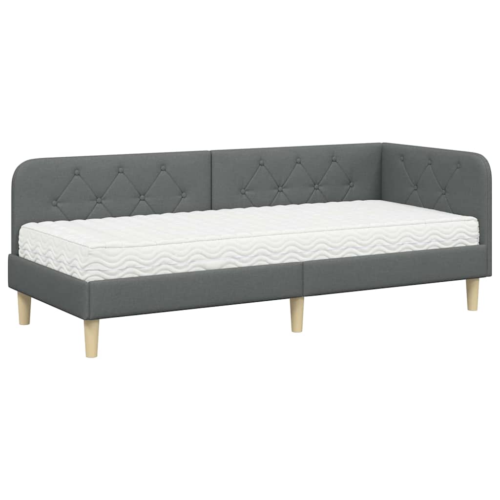 Cadre de lit d'angle Gris foncé 80 x 200 cm tissu - XIOS