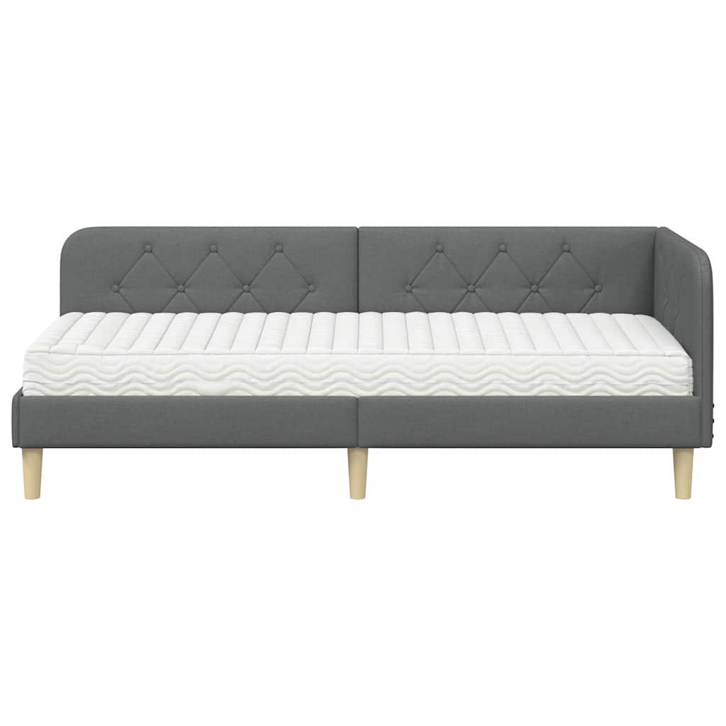 Cadre de lit d'angle Gris foncé 80 x 200 cm tissu - XIOS