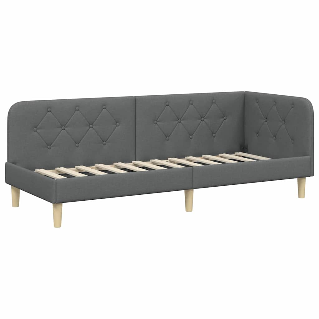 Cadre de lit d'angle Gris foncé 80 x 200 cm tissu - XIOS