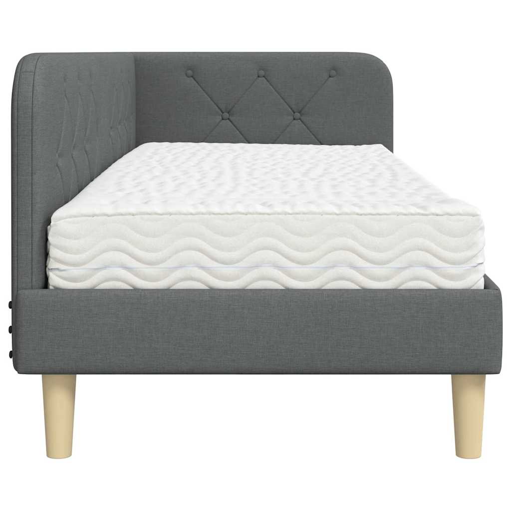 Cadre de lit d'angle Gris foncé 80 x 200 cm tissu - XIOS