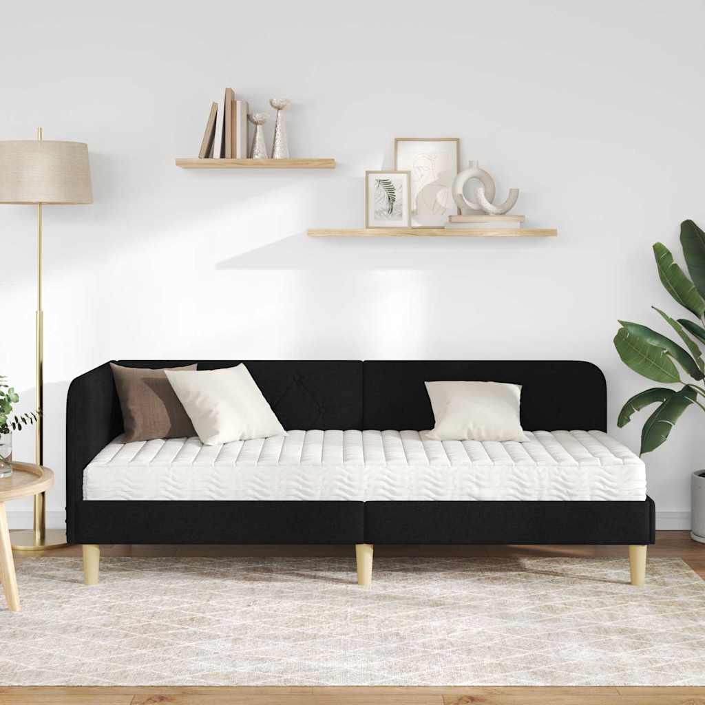 Cadre de lit d'angle Noir 80 x 200 cm tissu - XIOS