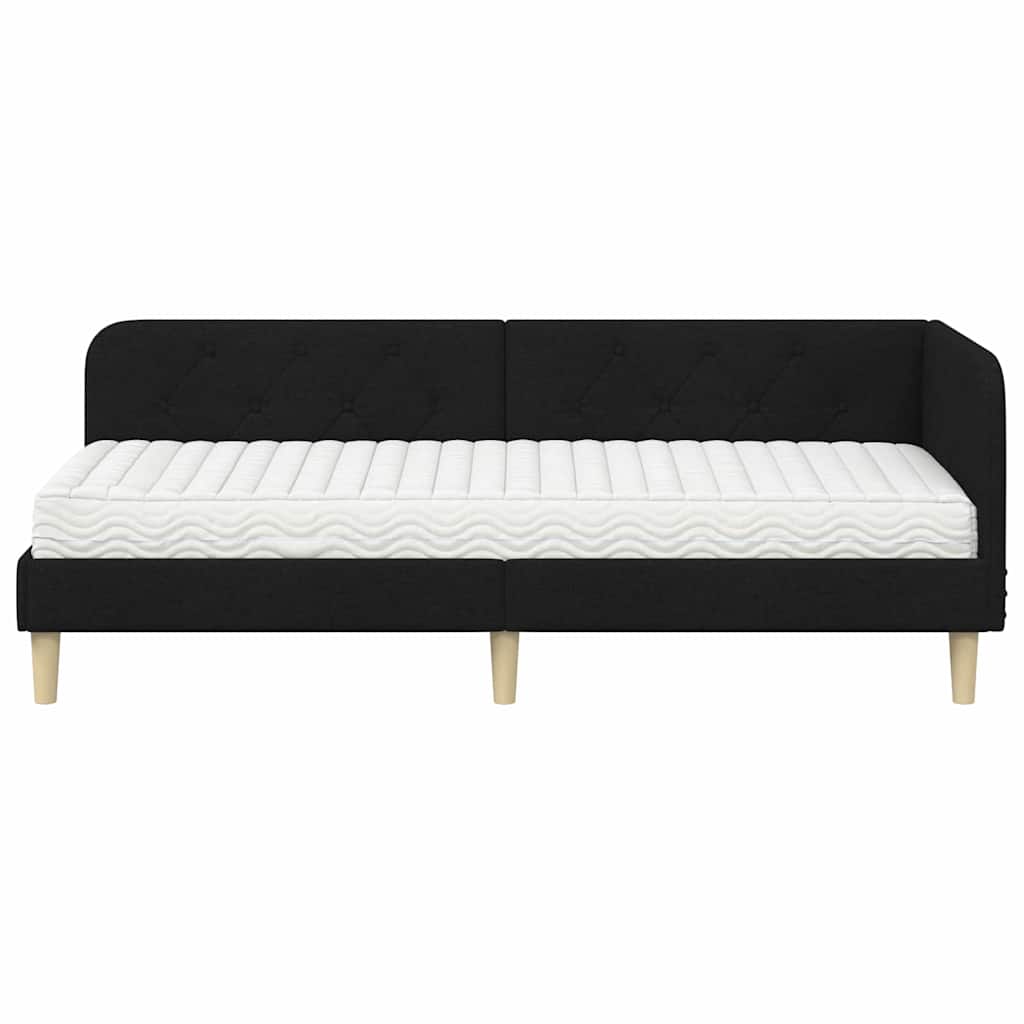 Cadre de lit d'angle Noir 80 x 200 cm tissu - XIOS