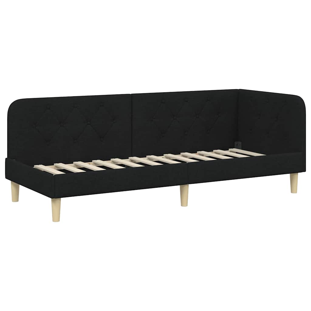 Cadre de lit d'angle Noir 80 x 200 cm tissu - XIOS