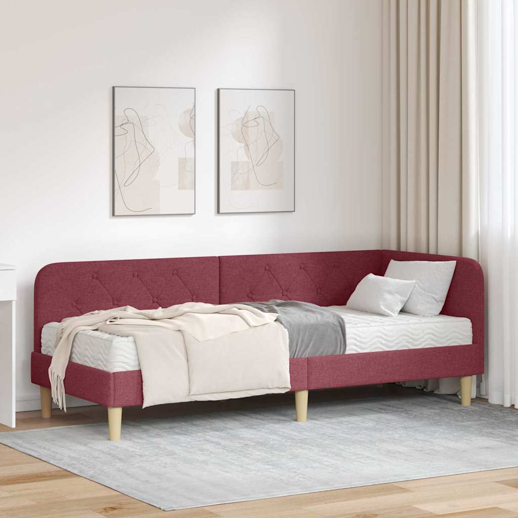 Cadre de lit d'angle Bordeaux 80 x 200 cm tissu - XIOS
