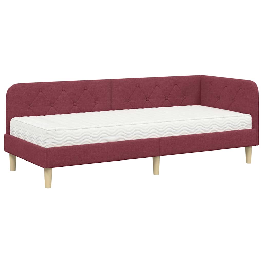 Cadre de lit d'angle Bordeaux 80 x 200 cm tissu - XIOS