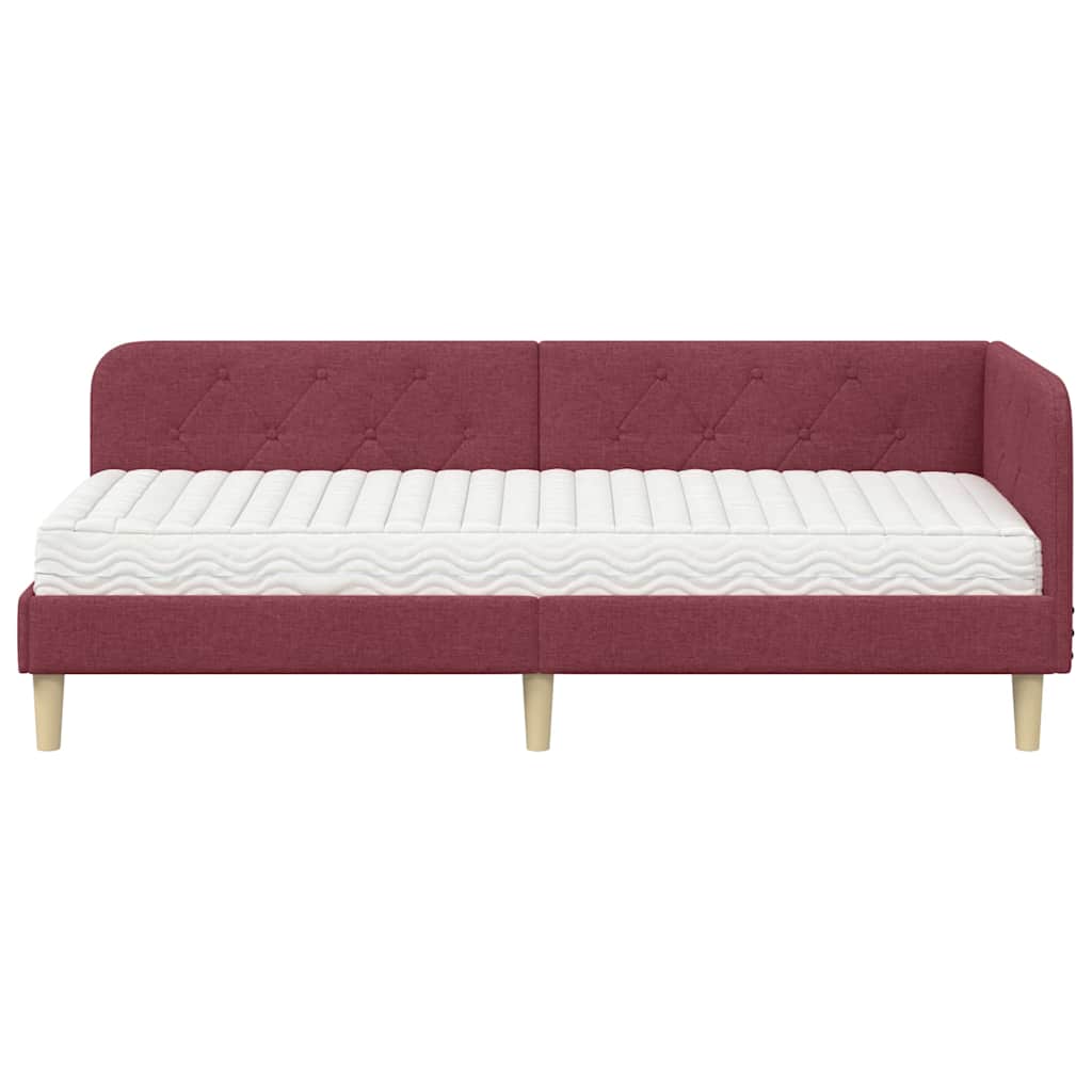 Cadre de lit d'angle Bordeaux 80 x 200 cm tissu - XIOS