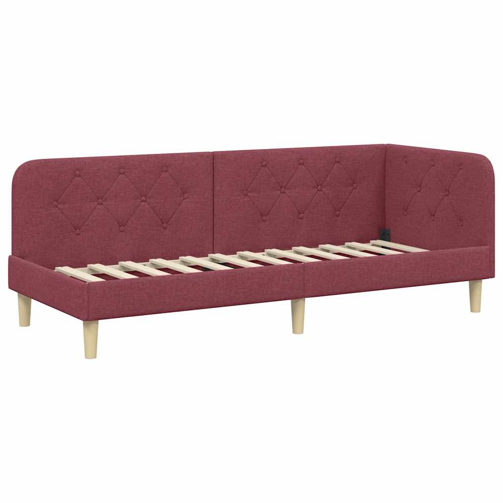 Cadre de lit d'angle Bordeaux 80 x 200 cm tissu - XIOS