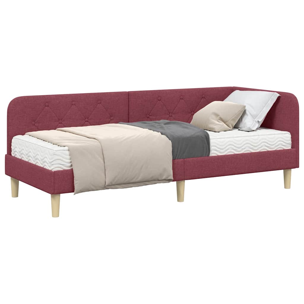 Cadre de lit d'angle Bordeaux 80 x 200 cm tissu - XIOS