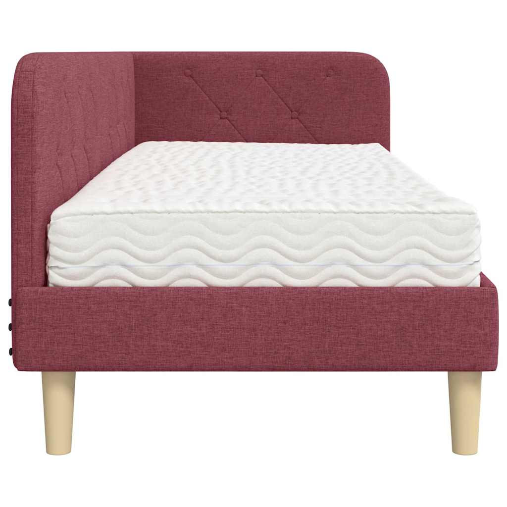 Cadre de lit d'angle Bordeaux 80 x 200 cm tissu - XIOS