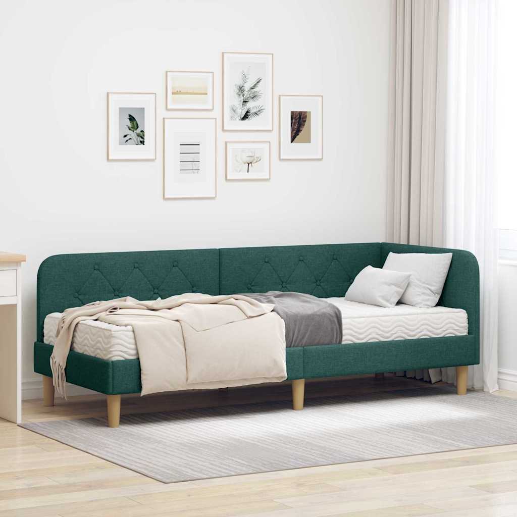 Cadre de lit d'angle Vert foncé 80 x 200 cm tissu - XIOS